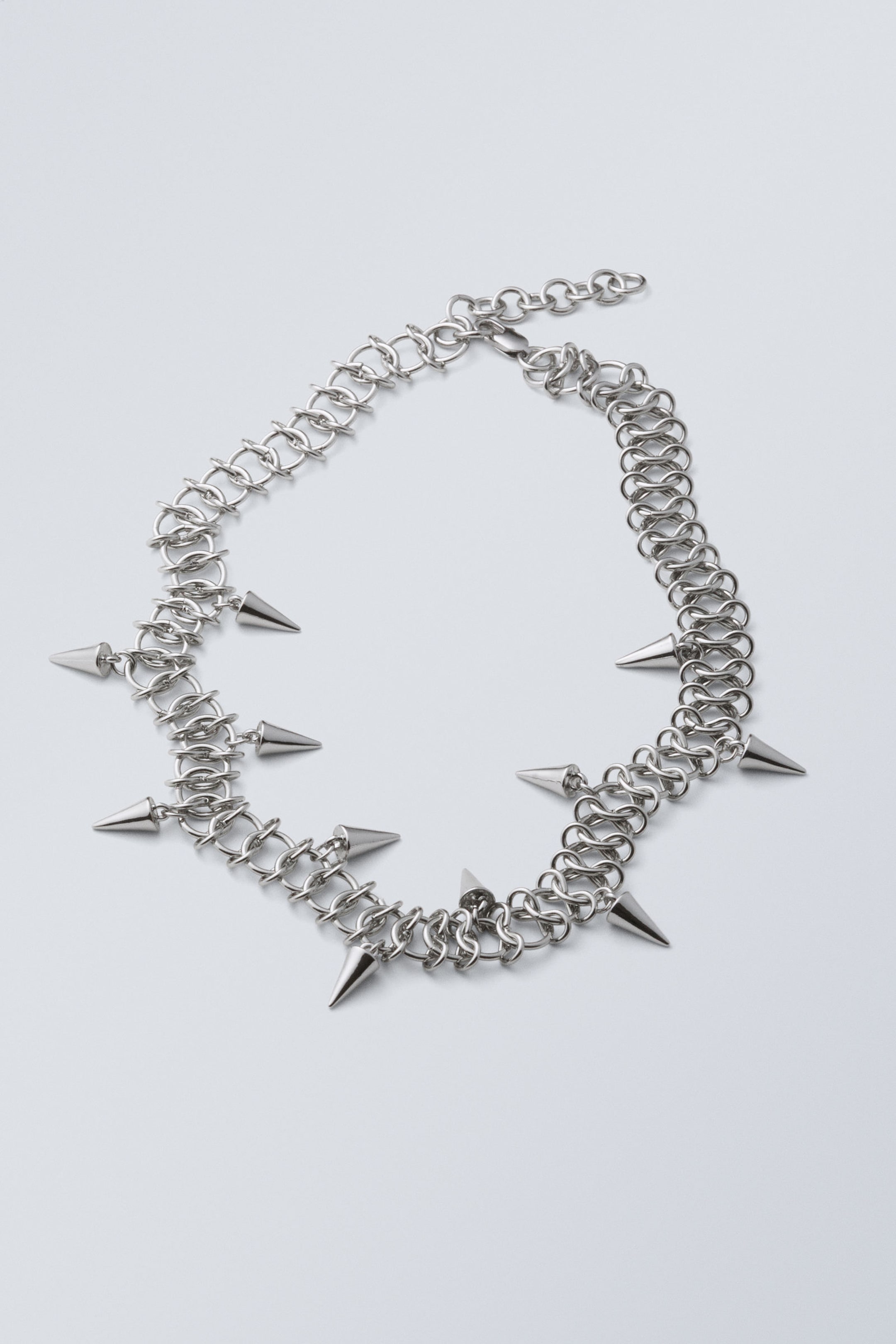 Silver - Spike Necklace - 0