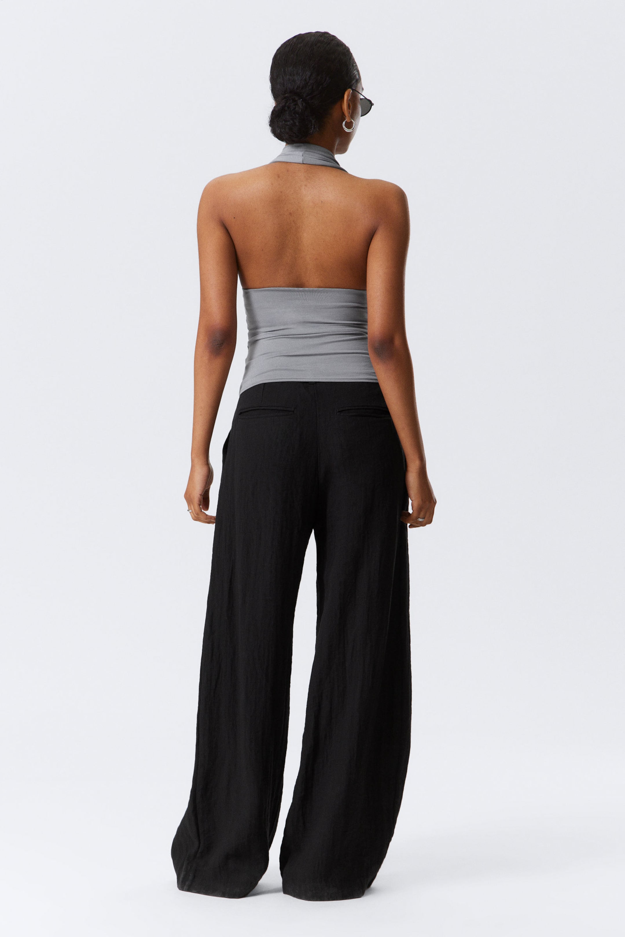 Dusty Grey - Deep Halterneck Top - 2