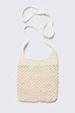 Dusty White - Knitted Cotton Shoulder Bag - 2