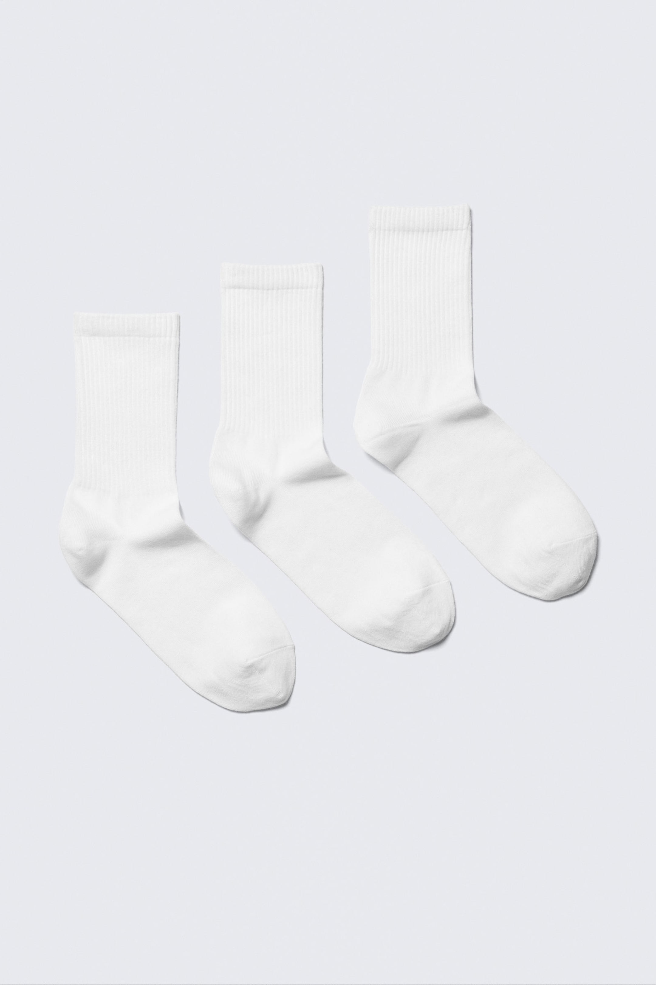 #FFFFFF - 3-pack Ribbed Sporty Crew Socks
