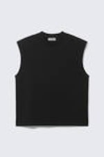 Black - Loose Fit Square Cotton Tank Top - 3