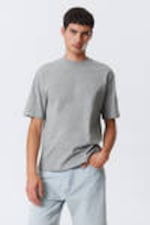Grey Melange - Relaxed Fit Short-Sleeved Cotton T-shirt - 0