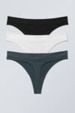 Dark Turquoise, White, Black - 3-pack Cat Soft Thong - 1