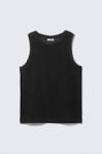 Black - Loose Fit Rib-Knitted Tank Top - 4