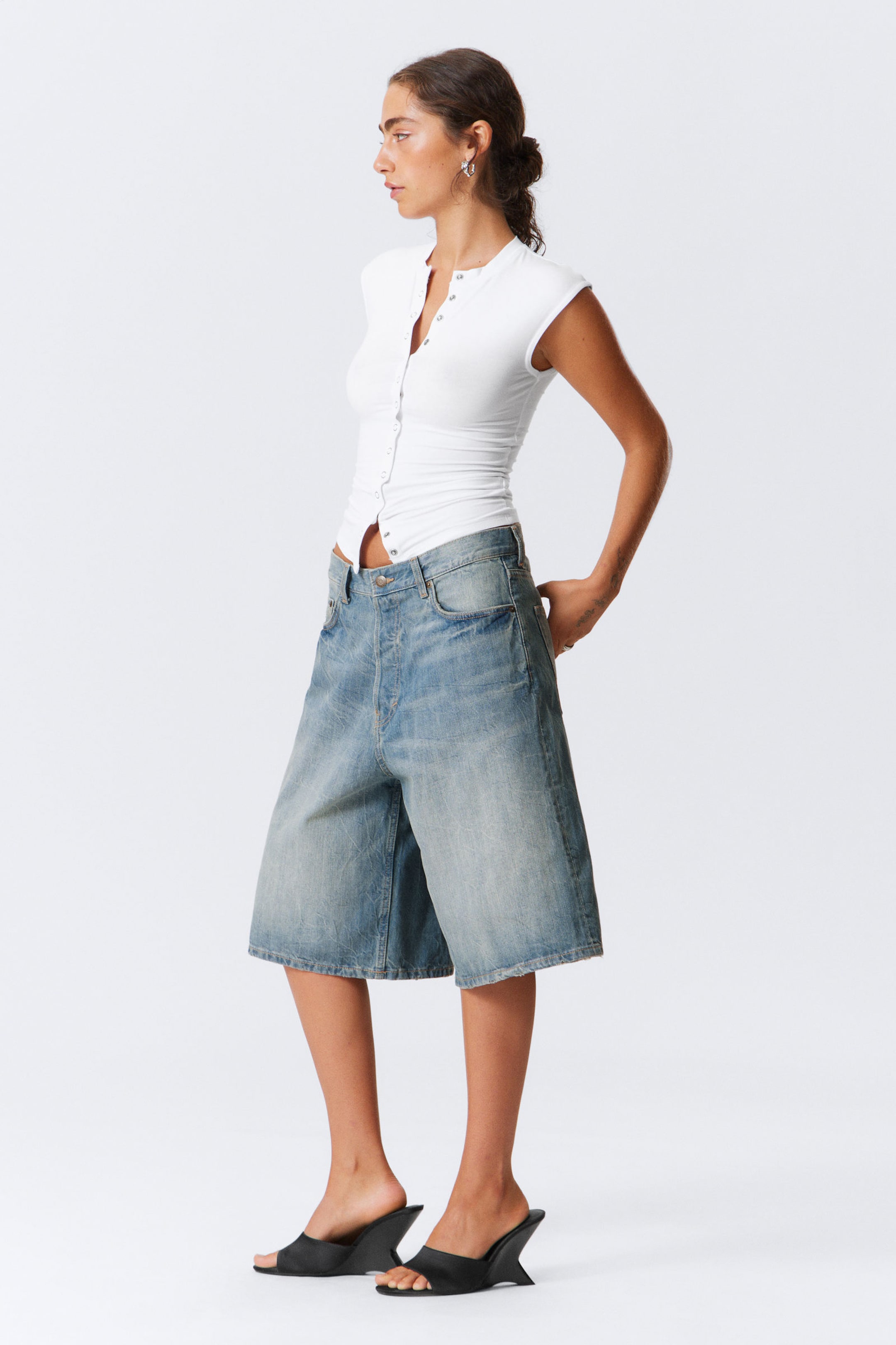 Cyan Dust - Mittelblau - Lockere Baggy-Jeansshorts Astro - 6