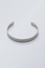 Silver - Pleated Metal Bangle - 0