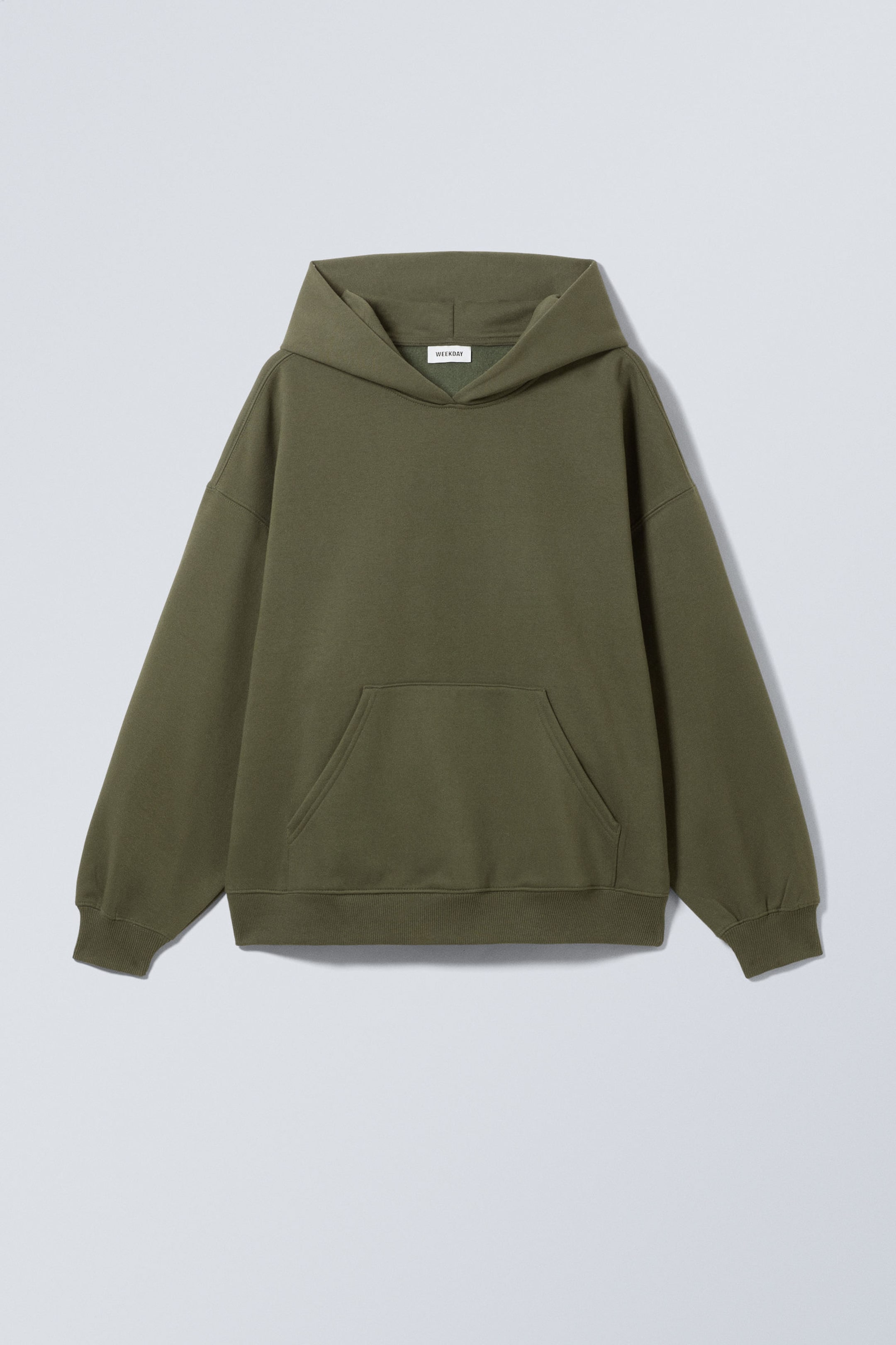 oversized heavyweight hoodie Dark Khaki Green Weekday EU