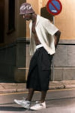 Schwarz - Lockere Utility-Shorts aus Baumwoll-Twill - 0