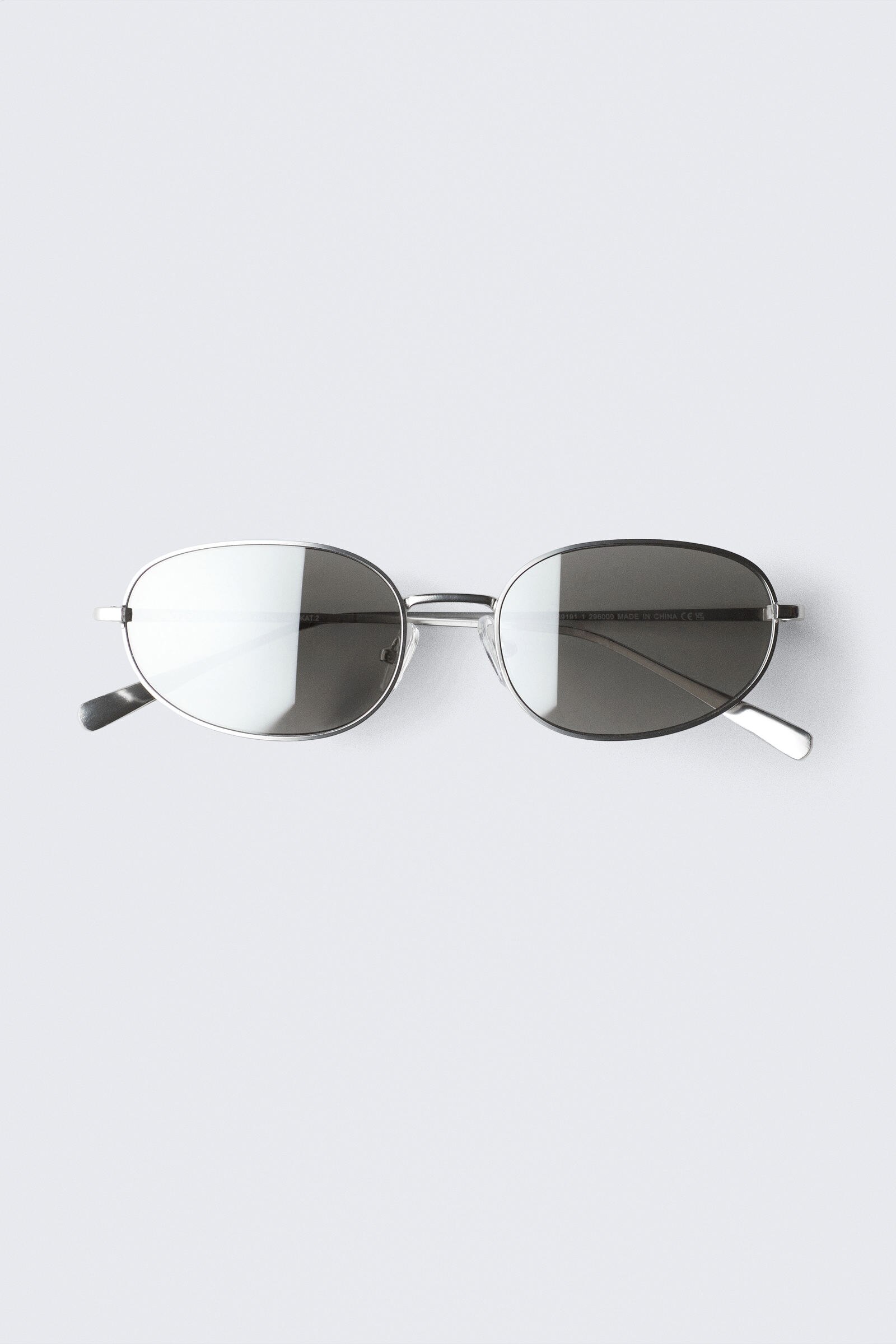 minimal oval metal frame unisex sunglasses - Silver - Grey