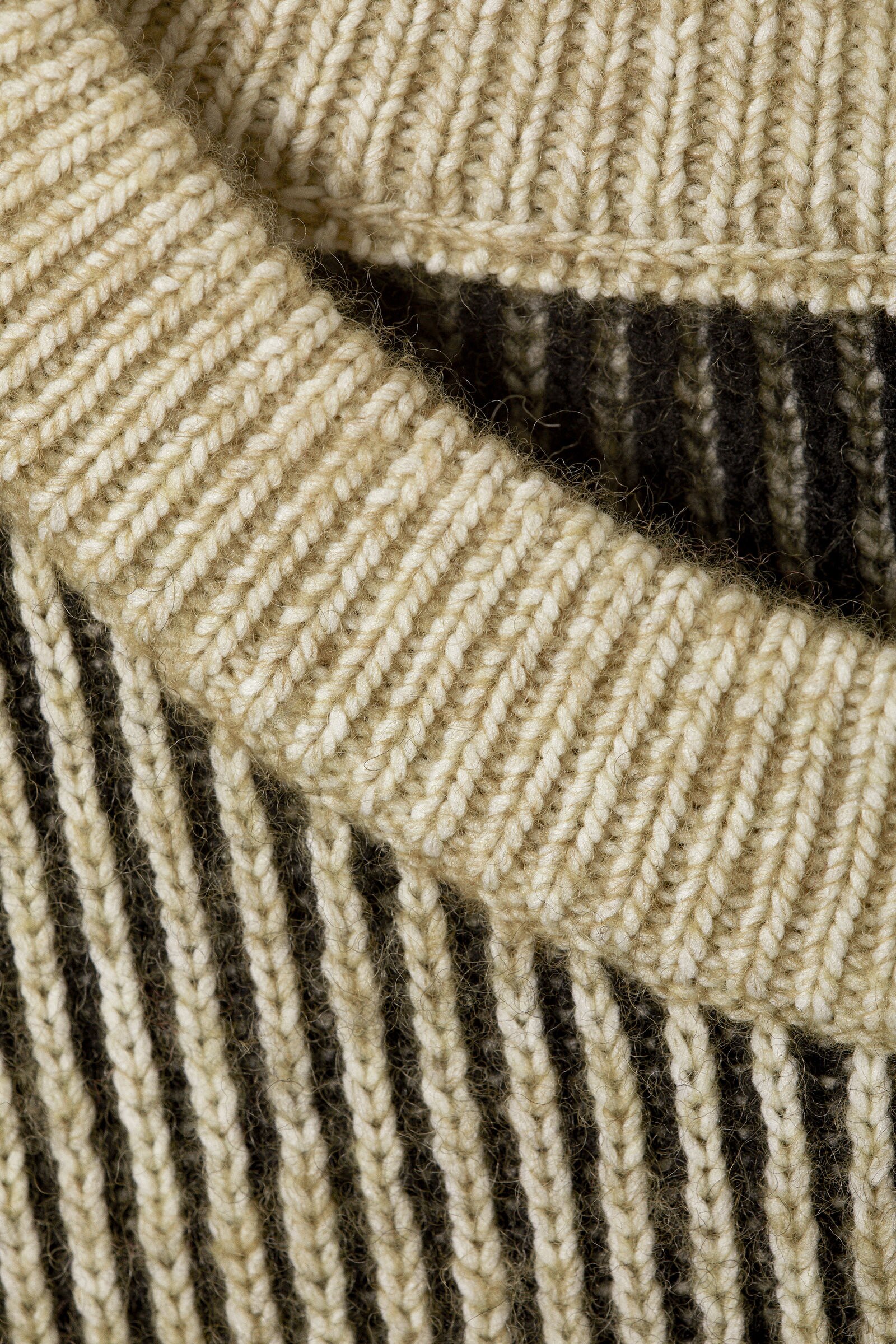 Cropped sweater with cable knit and perforations - Camel
