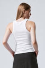 White - Fitted Rib Tank Top - 3