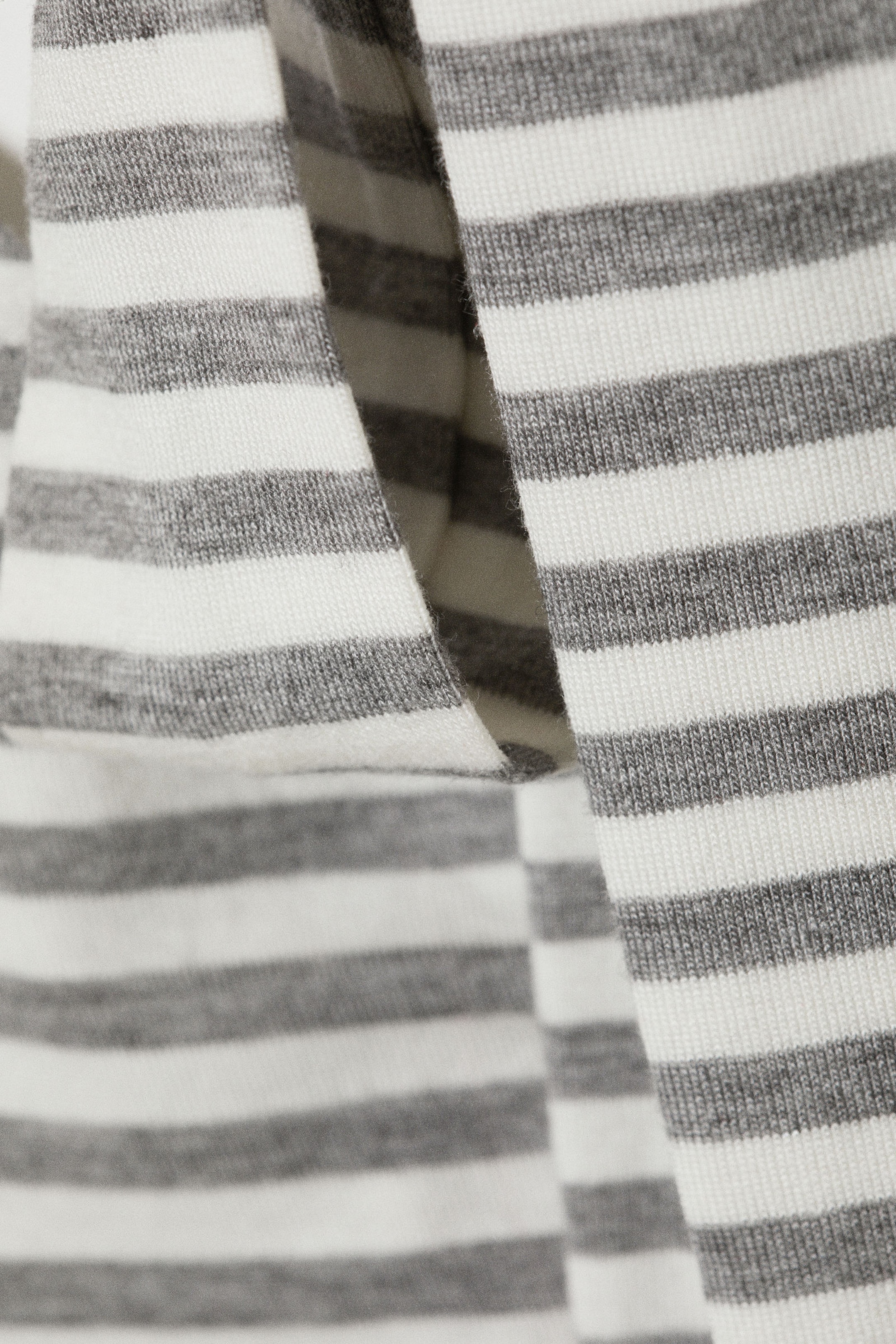 Grey & White Stripe - Lyocell One-shoulder Tie Top - 5