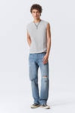 Lichtgrijs gemêleerd - Katoenen tanktop met boxy structuur - 1