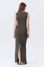 Dunkelgrau - Ärmelloses Maxikleid aus Baumwolljersey - 2