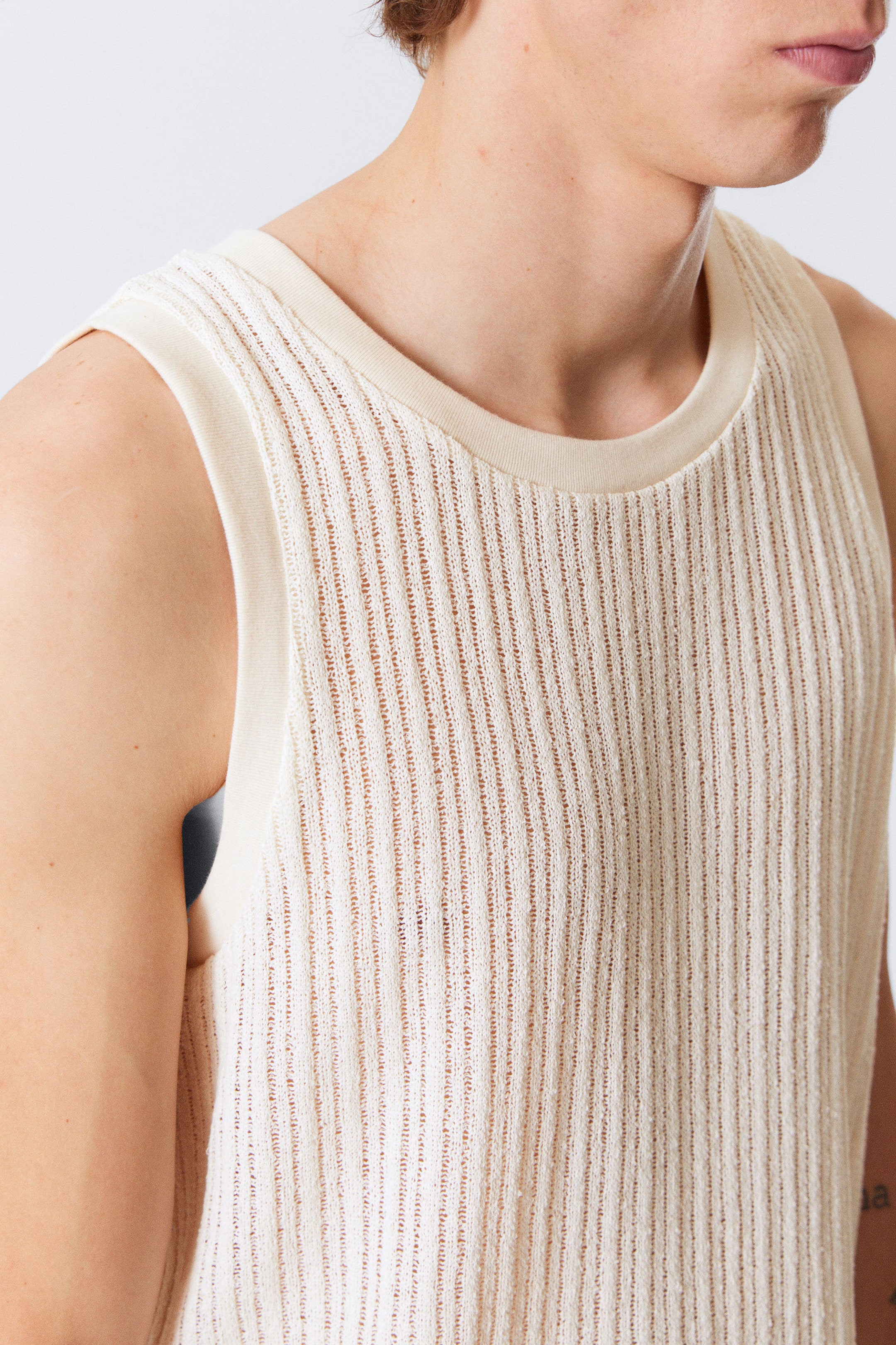 #EEECE0 - Loose Fit RibKnitted Tank Top - 2