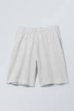 Grau meliert - Locker geschnittene Frottee-Sweatshorts - 1