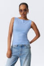 Light Blue - Annie Soft Sleeveless Boat-Neck Top - 0