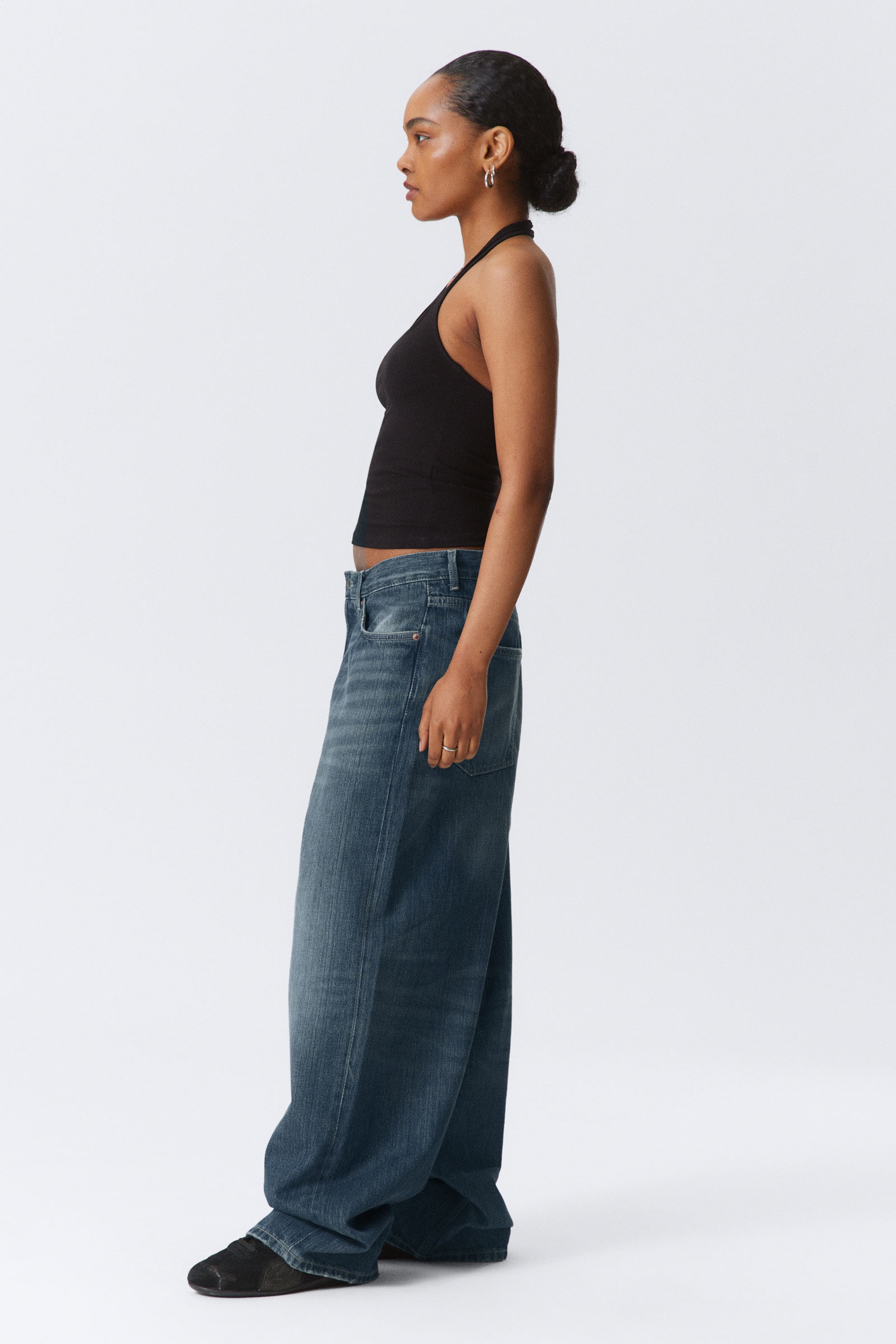 Mine Blue - Medium Blue - Astro Loose Baggy Leg Jeans - 14