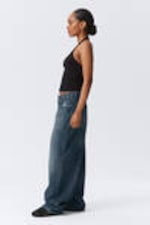 Mine Blue - Medium Blue - Astro Loose Baggy Leg Jeans - 14
