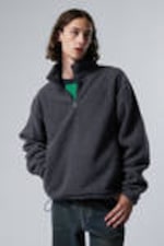 Dark Blue - Half-Zip Fleece Sweatshirt - 0