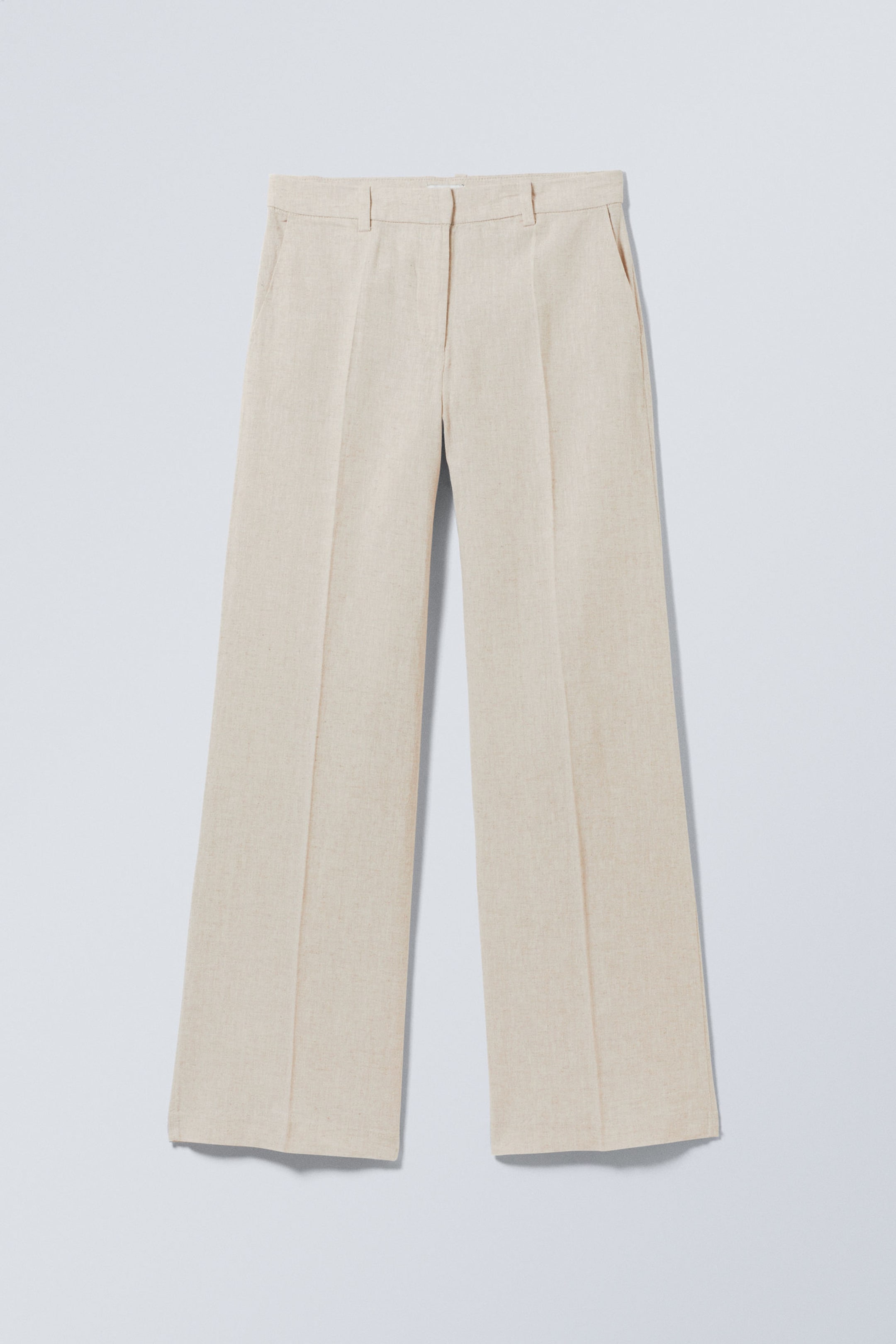 Ecru - Mid Linen Blend Suit Trousers - 0