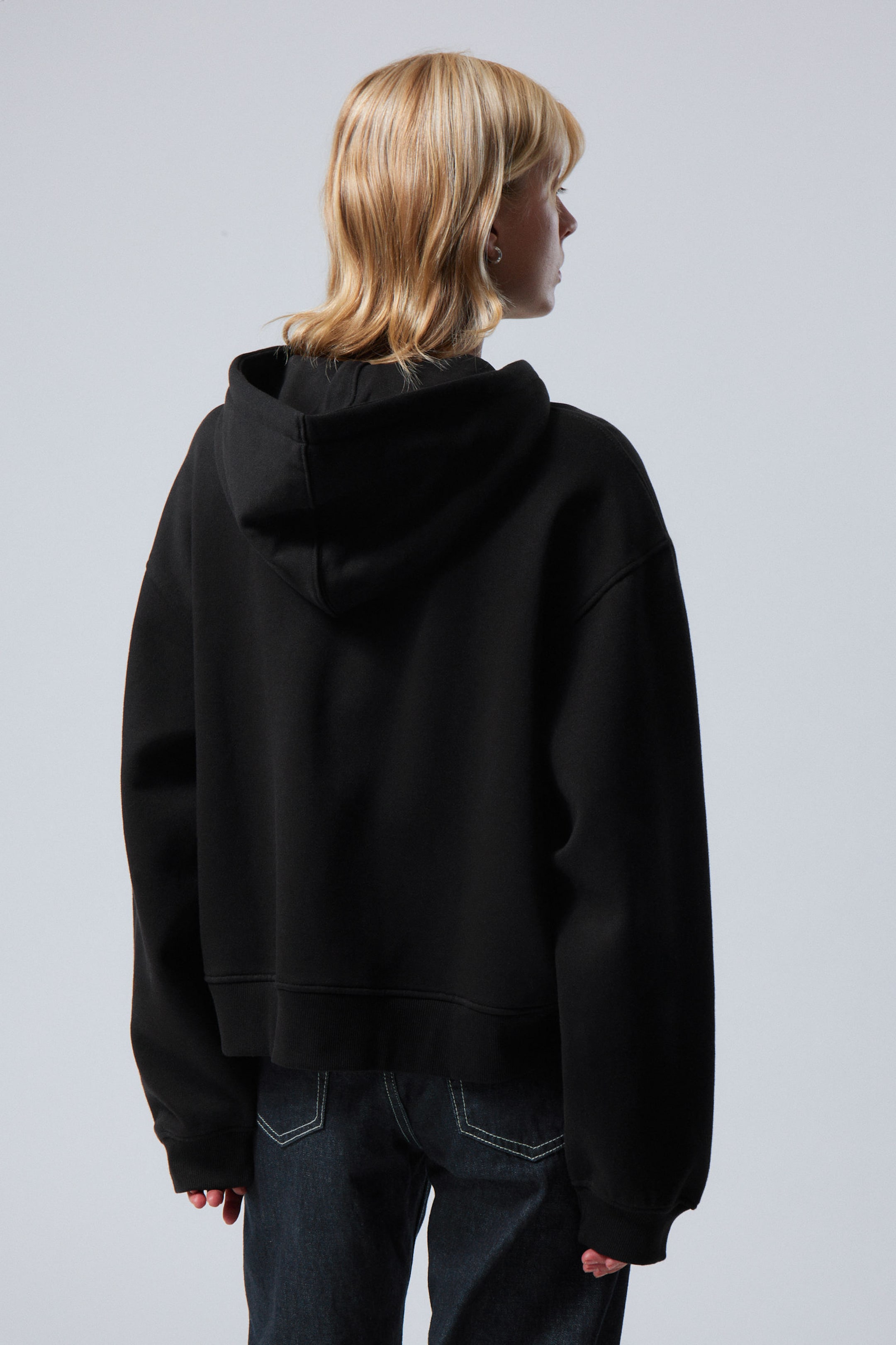 Black - Boxy Heavy Zip Hoodie - 3