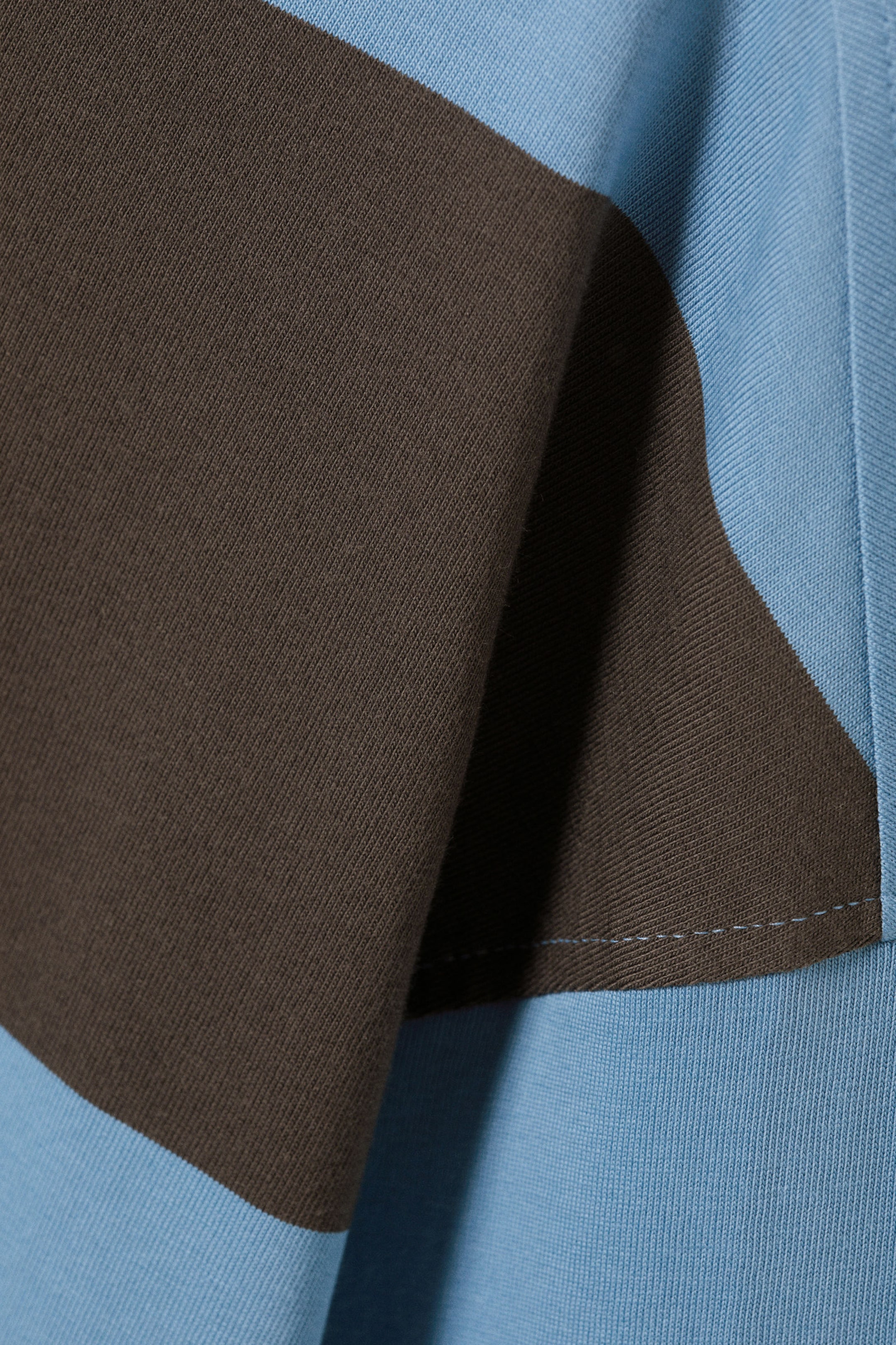 long-sleeved oversized cotton t-shirt - Blue & Brown Stripes