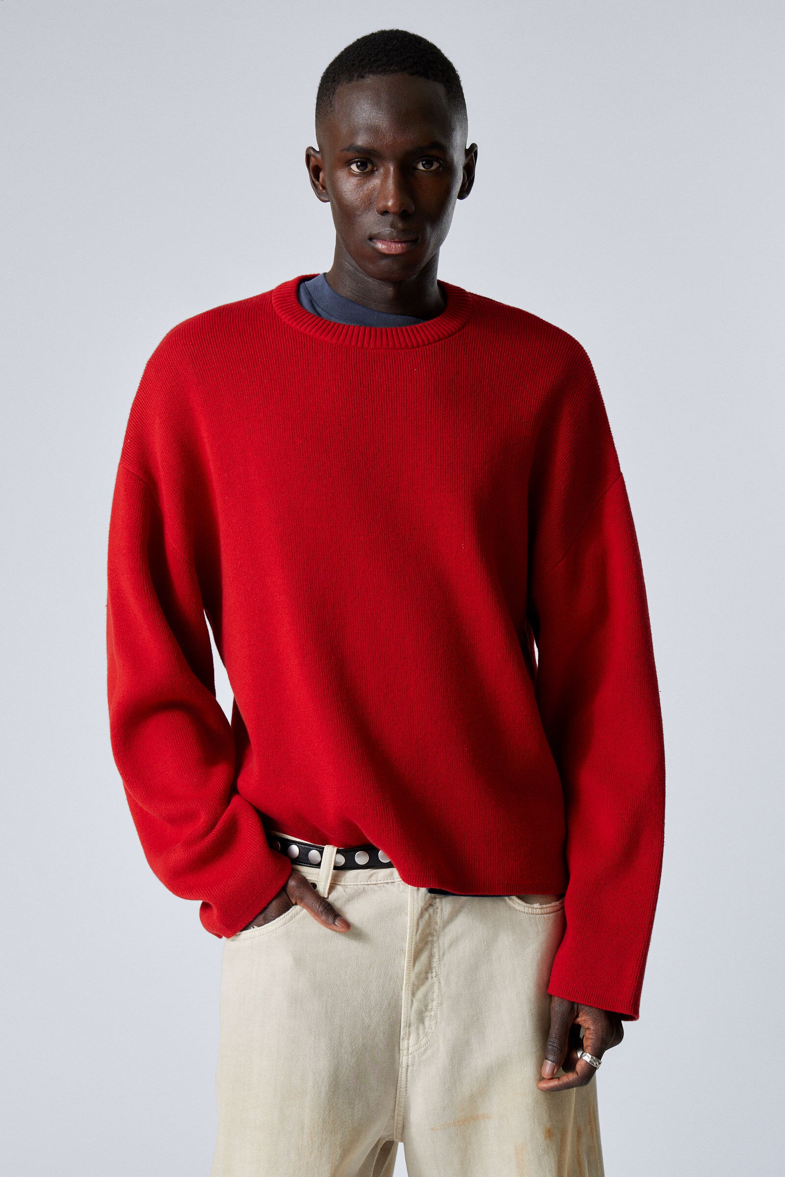 boxy knitted cotton sweater - Red | Weekday EU boxy knitted cotton sweater - Red | Weekday EU