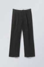 Black Pinstripe - Uno Loose Linen Suit Trouser - 0