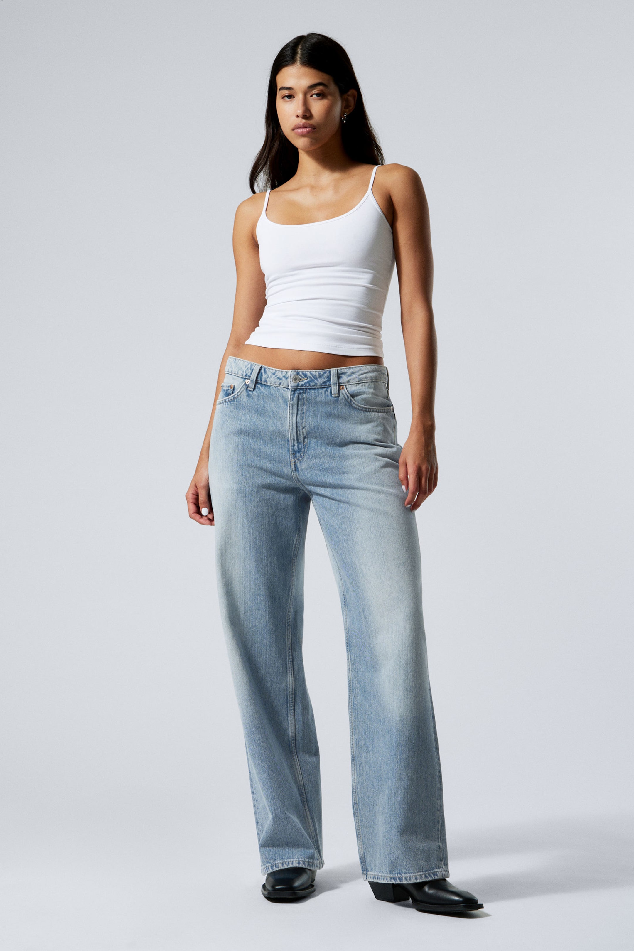 area mid rise loose wide leg jeans - Blue Fade - Medium Blue
