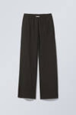 Black Check - Wide Pull On Suiting Trousers - 2