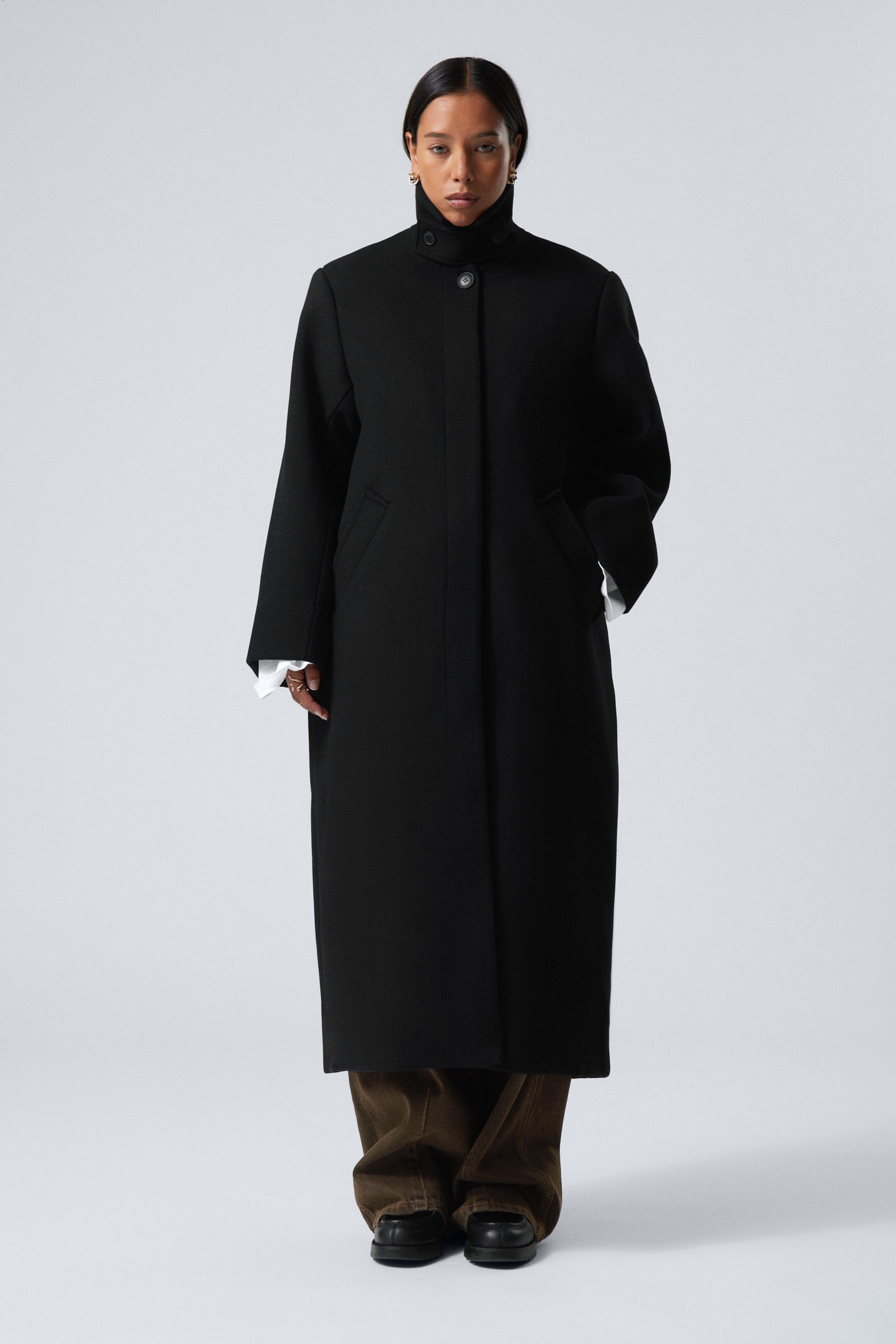 long oversized wool blend coat Black Weekday EU