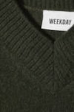 Dark Green - Reese V-neck Wool Sweater - 1