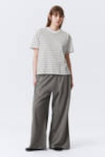 Striped White - Relaxed Boxy Cotton T-shirt - 1