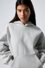 Ljus gråmelerad - Tung oversized hoodie - 0