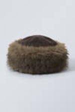 Brown - Faux Fur Hat - 1