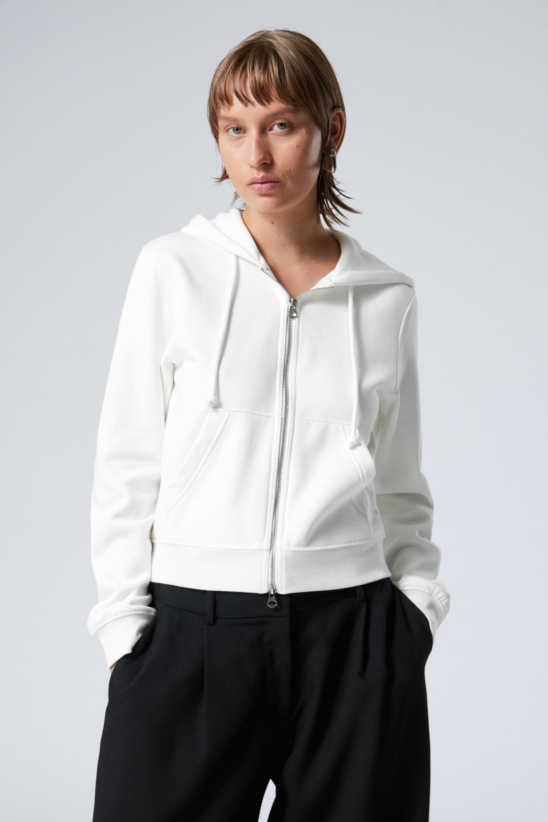 slim zip hoodie Off white Weekday DK