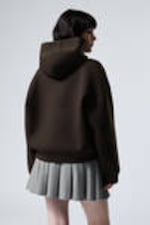 Dark Brown - Oversized Scuba Zip-Hoodie - 3