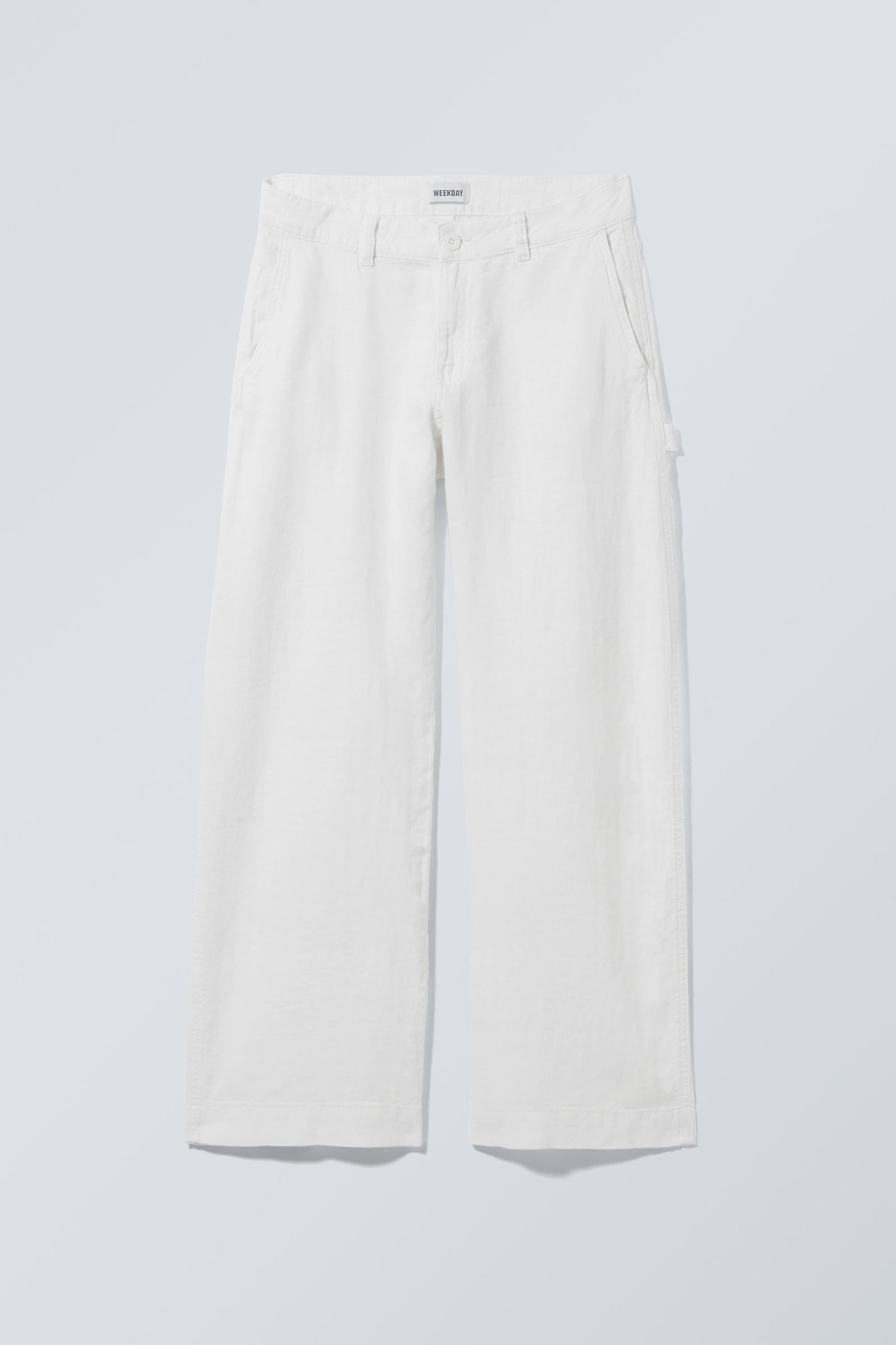 White - Loose Carpenter Linen Blend Trousers - 1