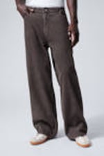 Washed Dark Brown - Astro Loose Baggy Corduroy Trousers - 1