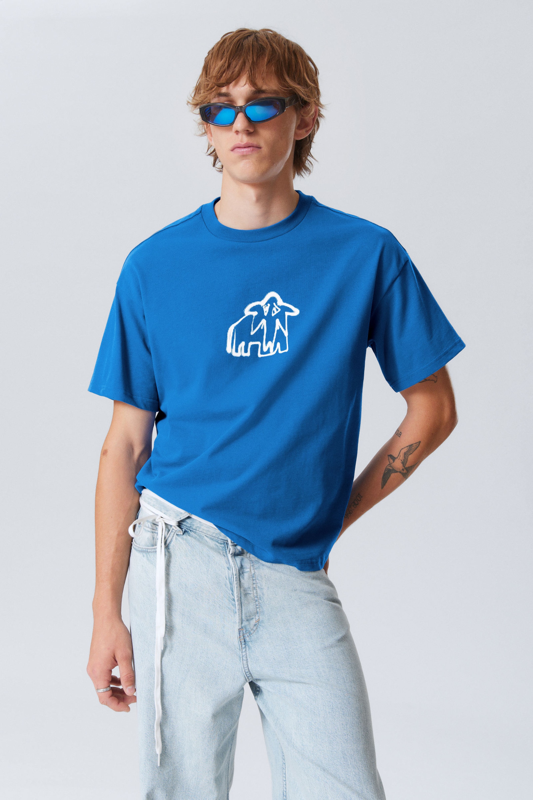 #3A5495 - Great Boxy Printed Graphic Tee - 1