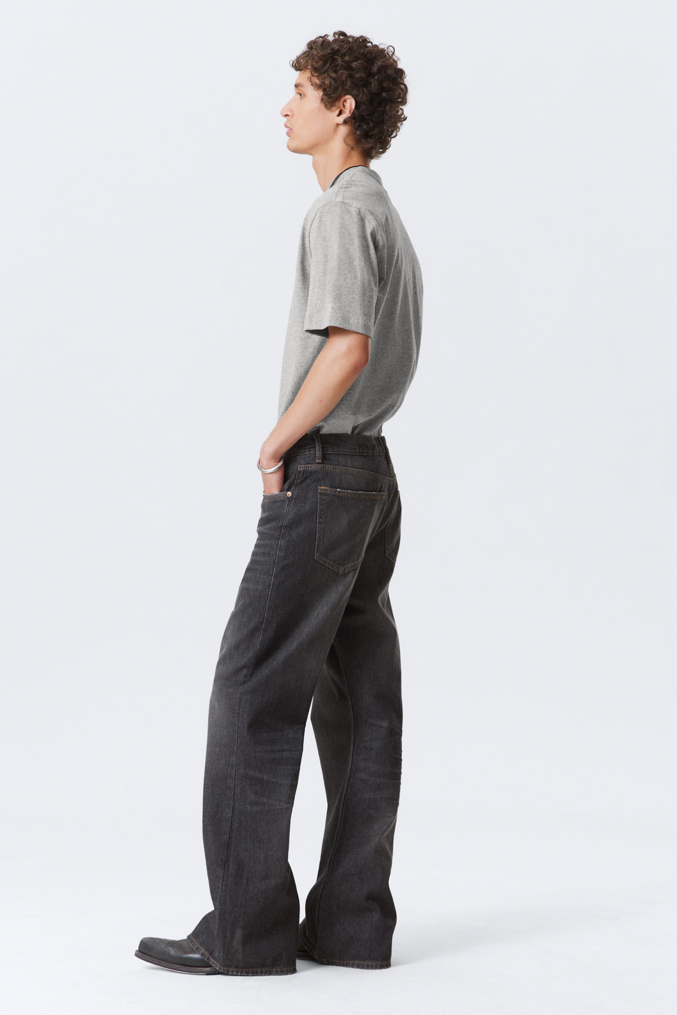 Ash Black - Black - Time Loose Bootcut Leg Jeans - 2