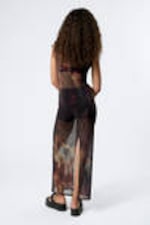 Black - Eclectic Flame - Printed Mesh Maxi Dress - 3