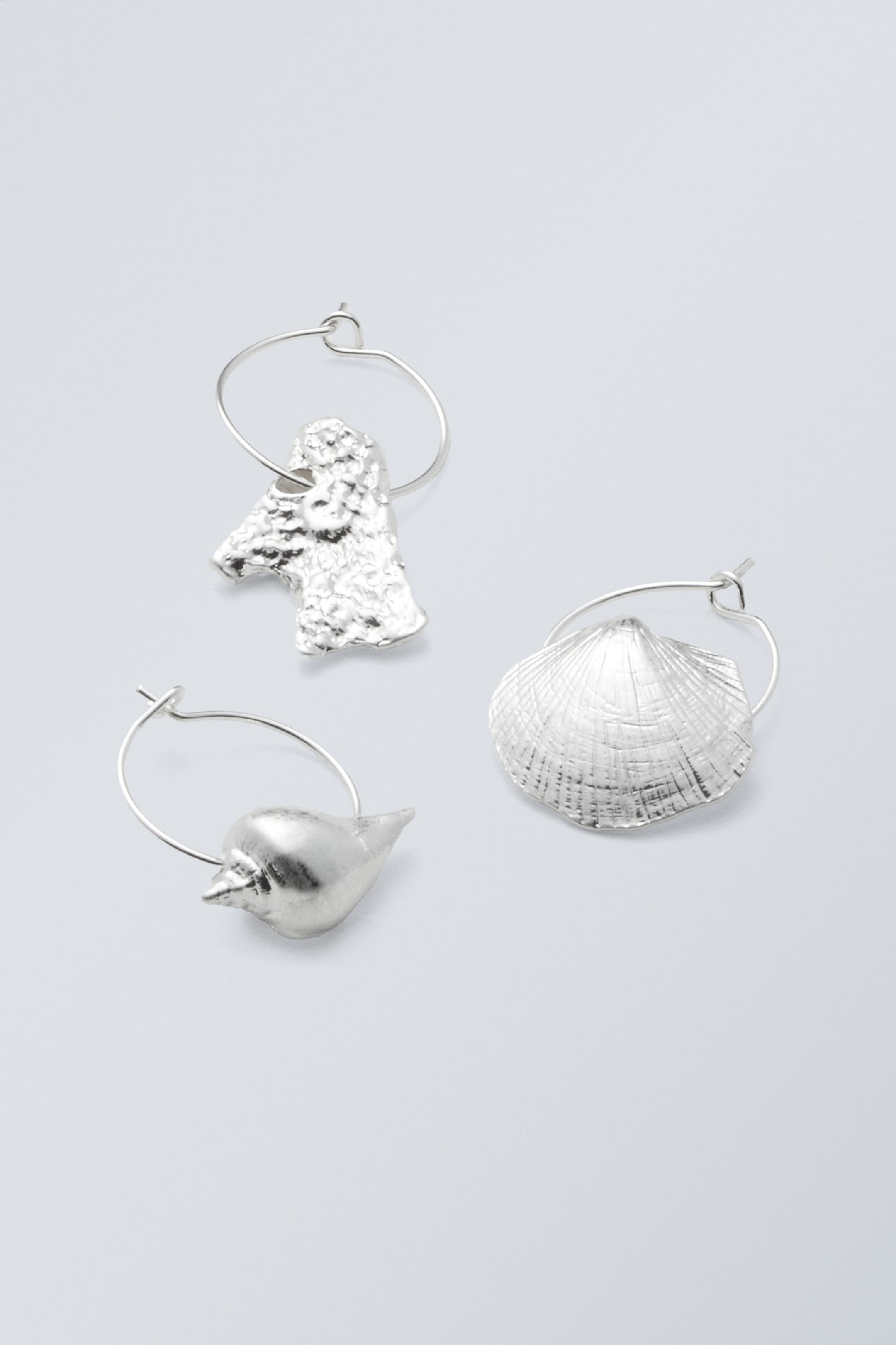 Silver - 3-pack Shell Hoops - 0