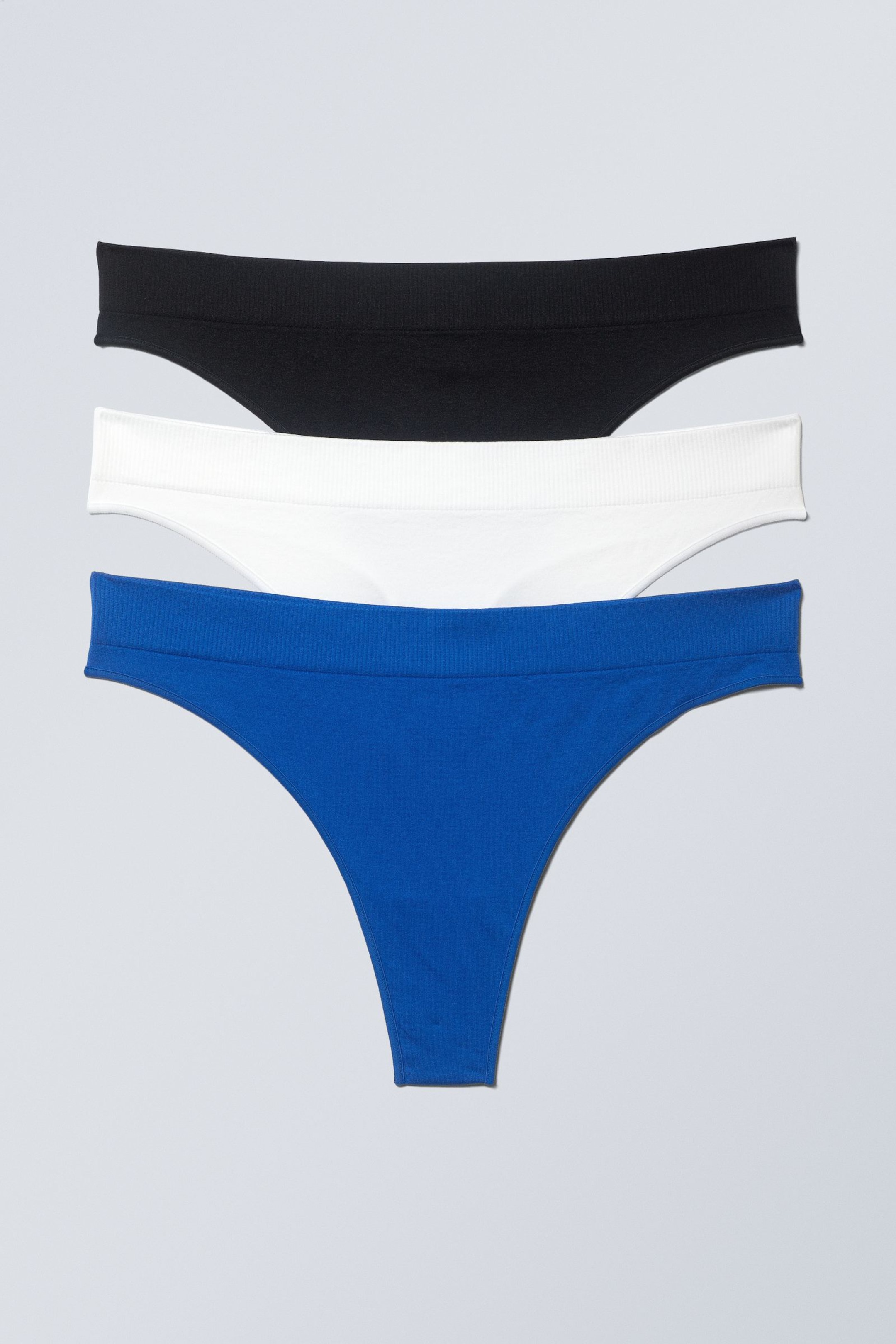 Black White Blue - 3-pack Cat Soft Thong - 0