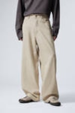 Ecru - Astro Baggy Linen Blend Trousers - 1