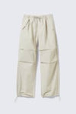 Light Beige - Loose Pleated Parachute Trousers - 3