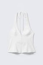 White - Tie-Back Hook-and-Eye Halterneck Top - 3