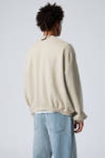 Washed Dusty Beige - Long-Sleeved Oversized Slouchy Sweatshirt - 3