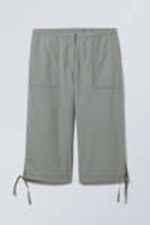 Dusty Grey - Lightweight Nylon Capri Trousers - 0